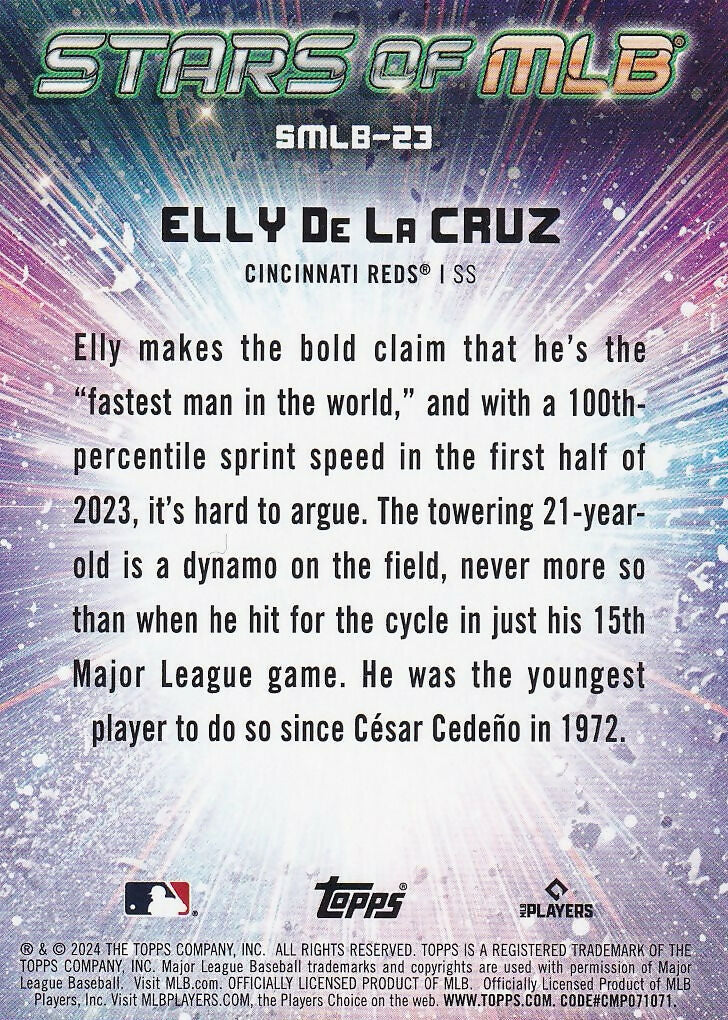 2024 Topps Stars of MLB #SMLB-23 Elly De La Cruz Cincinnati Reds