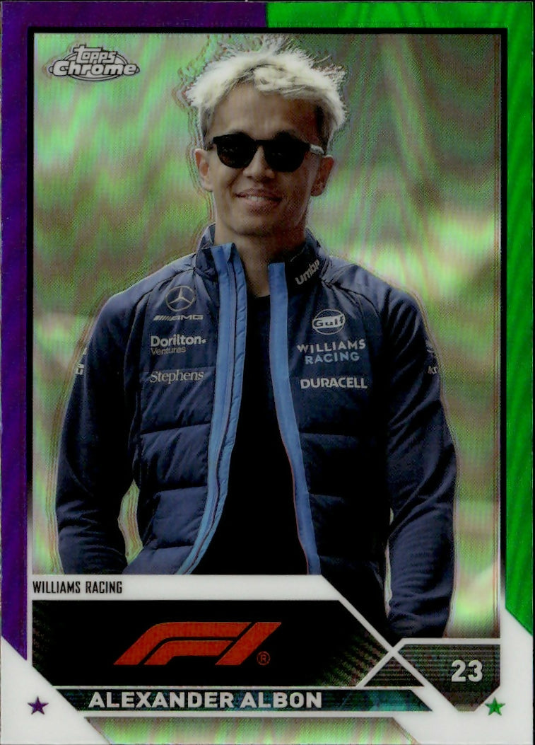 2023 Topps Chrome Formula 1 Base #62 - F1 Drivers - Refractor - Purple Green Alexander Albon - Williams Racing - A