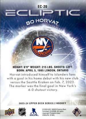 2023-24 Upper Deck Series 2 Hockey - Ecliptic #EC-20 Bo Horvat - New York Islanders