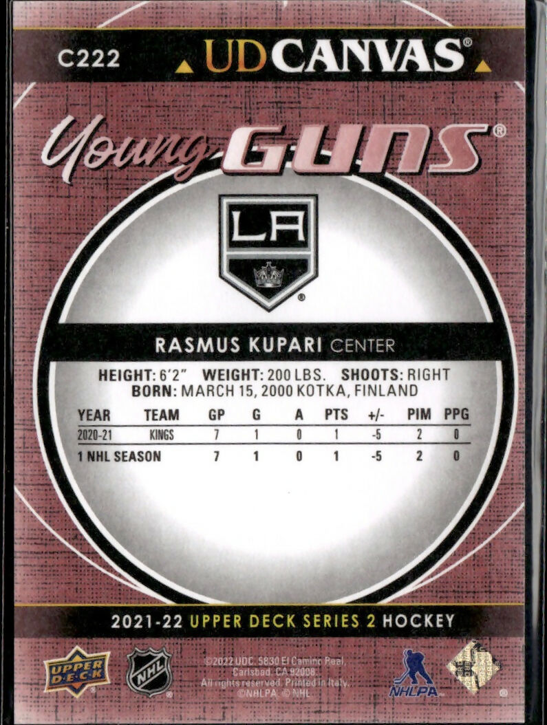 2021-22 Upper Deck UD Canvas #C222 Rasmus Kupari Los Angeles Kings