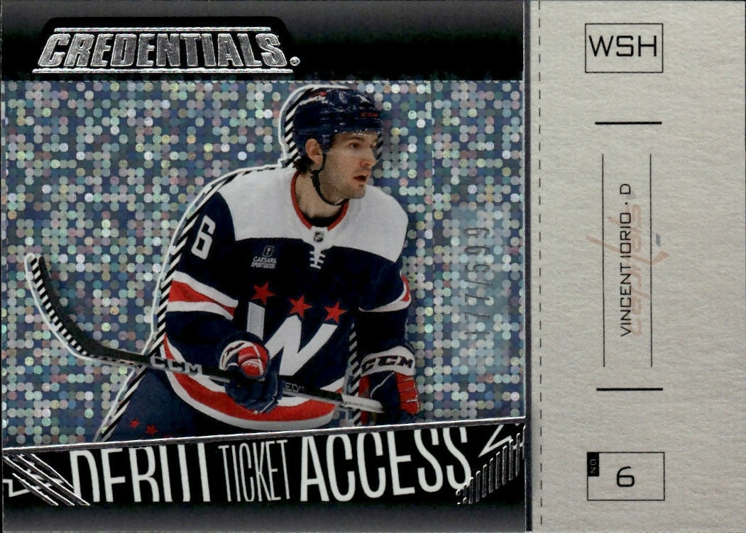 2023-24 Upper Deck Credentials Hockey - Debut Ticket Access - Blue :599 #173 Vincent Iorio - Washington Capitals - A