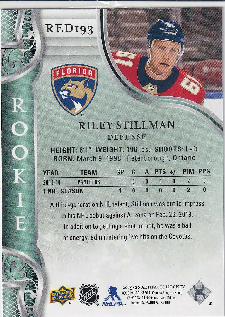 2019-20 Upper Deck Artifacts #RED193 Riley Stillman Florida Panthers Rookie