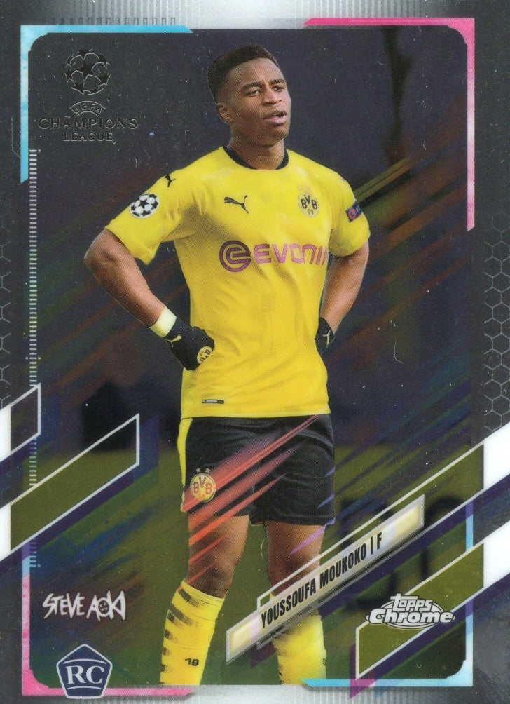 2020-21 Topps Chrome X Steve Aoki UCL Soccer - Base #55 Youssoufa Moukoko - Borussia Dortmund