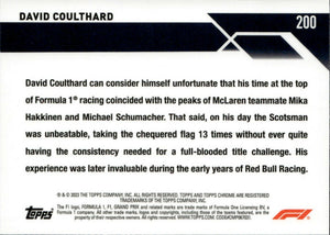 2023 Topps Chrome Formula 1 Base #200 - Legends - Purple Checker Flag X-factor :199 David Coulthard - B