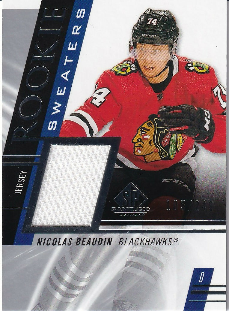2020-21 SP Game Used Rookie Sweaters #RS-NB Nicolas Beaudin Chicago Blackhawks