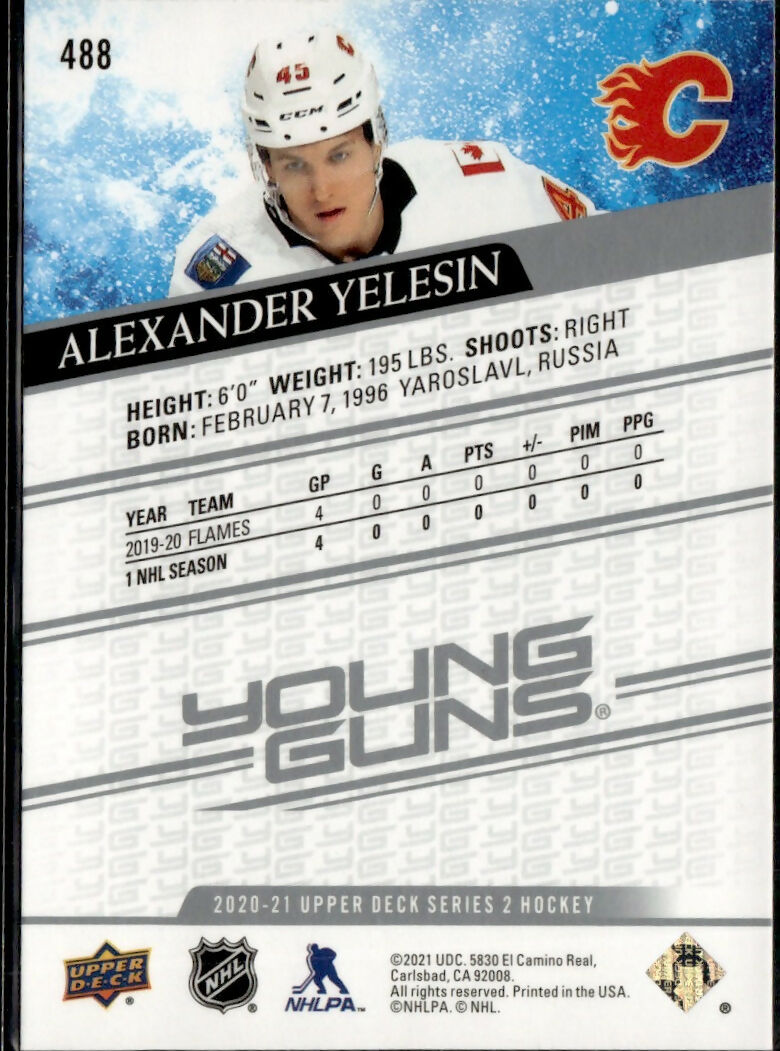 2020-21 Upper Deck #488 Alexander Yelesin Calgary Flames Rookie