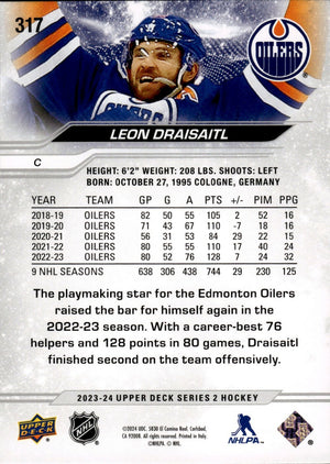 2023-24 Upper Deck Series 2 Hockey - Base #317 Leon Draisaitl - Edmonton Oilers