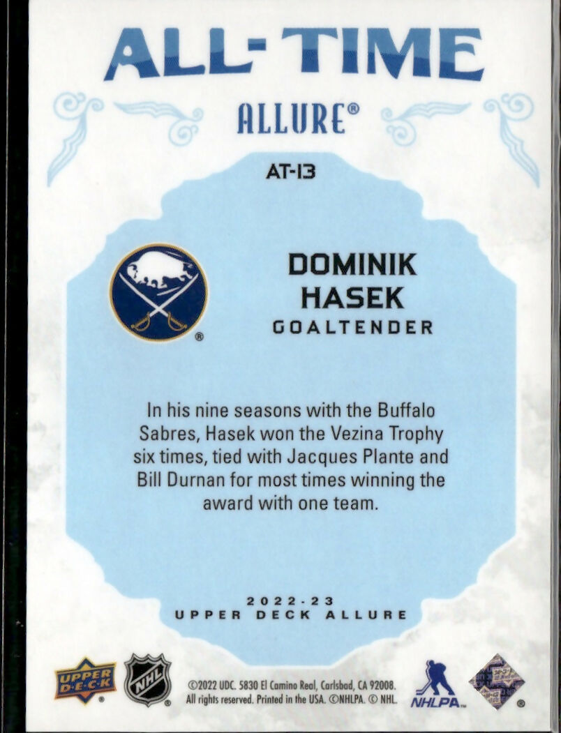 2022-23 Upper Deck Allure Hockey - All-Time #AT-13 Dominik Hasek - Buffalo Sabres