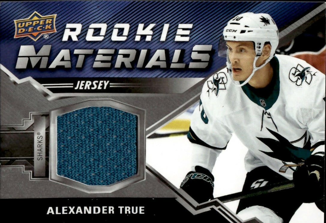 2020-21 Upper Deck Series 2 Hockey - Rookie Materials #RM-AT Alexander True - San Jose Sharks - A