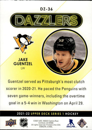 2021-22 Upper Deck Series 1 - Dazzlers - Green #DZ-36 Jake Guentzel - Pittsburgh Penguins - B