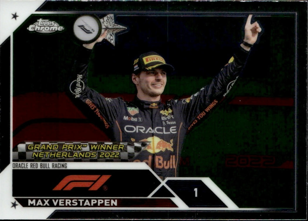 2023 Topps Chrome Formula 1 Base #158 - Grand Prix Winners Max Verstappen - Oracle Red Bull Racing - A