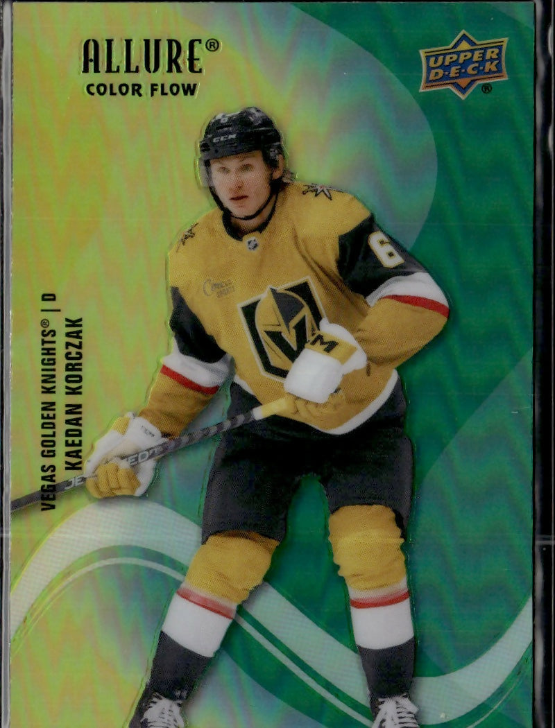2022-23 Upper Deck Allure Hockey - Color Flow - Yellow-Green #SF-70 Kaedan Korczak - Vegas Golden Knights - A