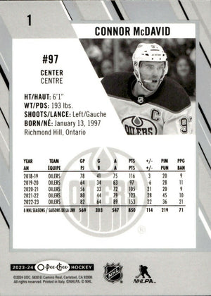 2023-24 Upper Deck O-Pee-Chee Hockey - Base #1 Connor McDavid - Edmonton Oilers - B