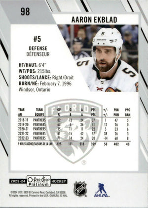 2023-24 Upper Deck O-Pee Chee Platinum Hockey - Base #98 Aaron Ekblad - Florida Panthers - B