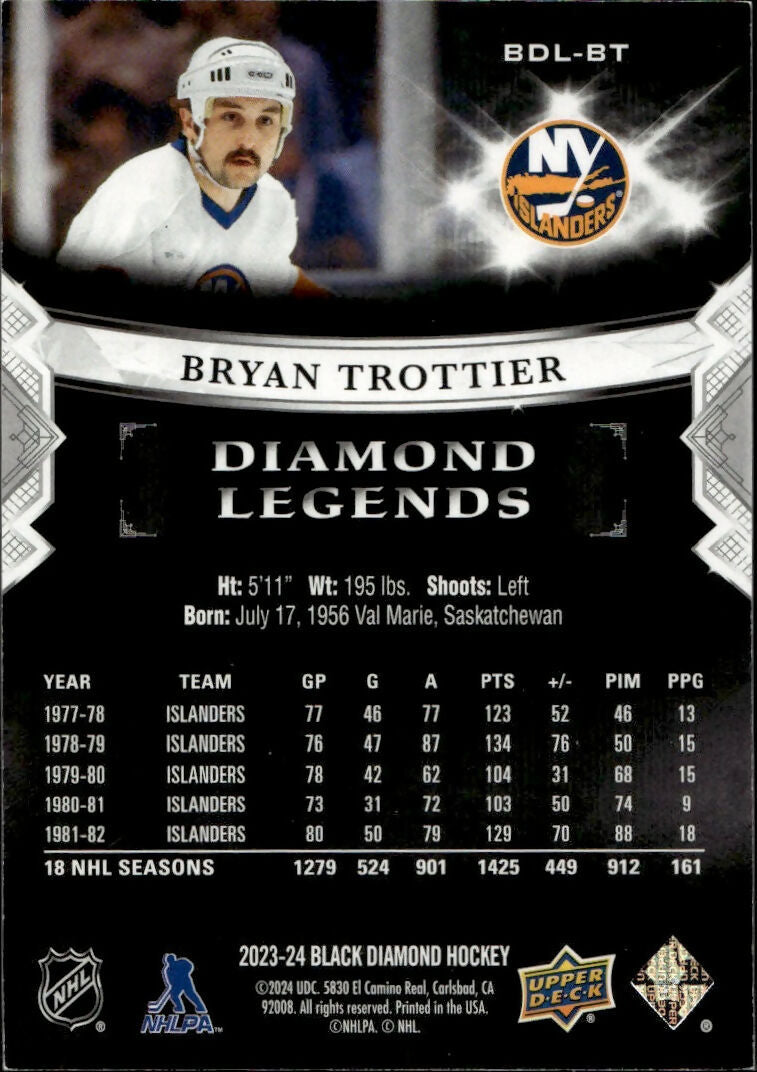 2023-24 Upper Deck Black Diamond Hockey - Diamond Legends :299 #BDL-Bt Bryan Trottier - New York Islanders - B