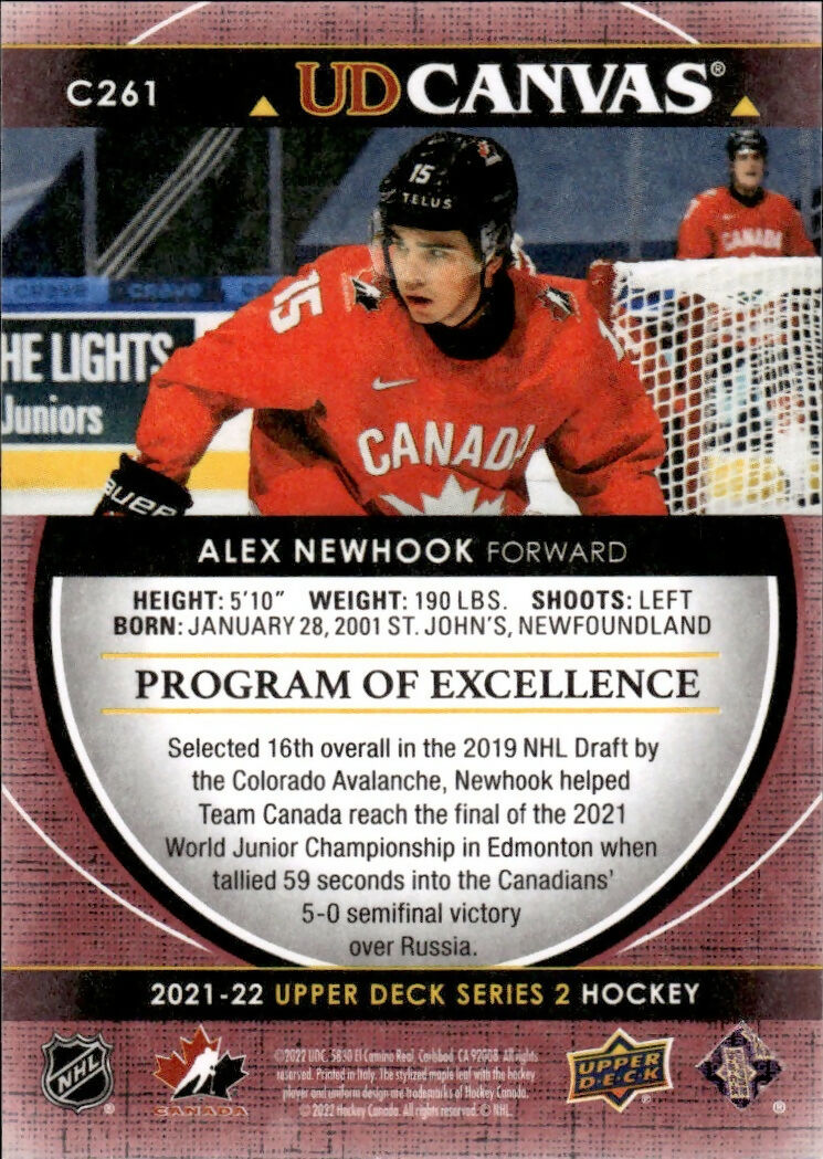 2021-22 Upper Deck Series 2 Hockey - UD Canvas - Program Of Excellence #C261 Alex Newhook - Canada - B