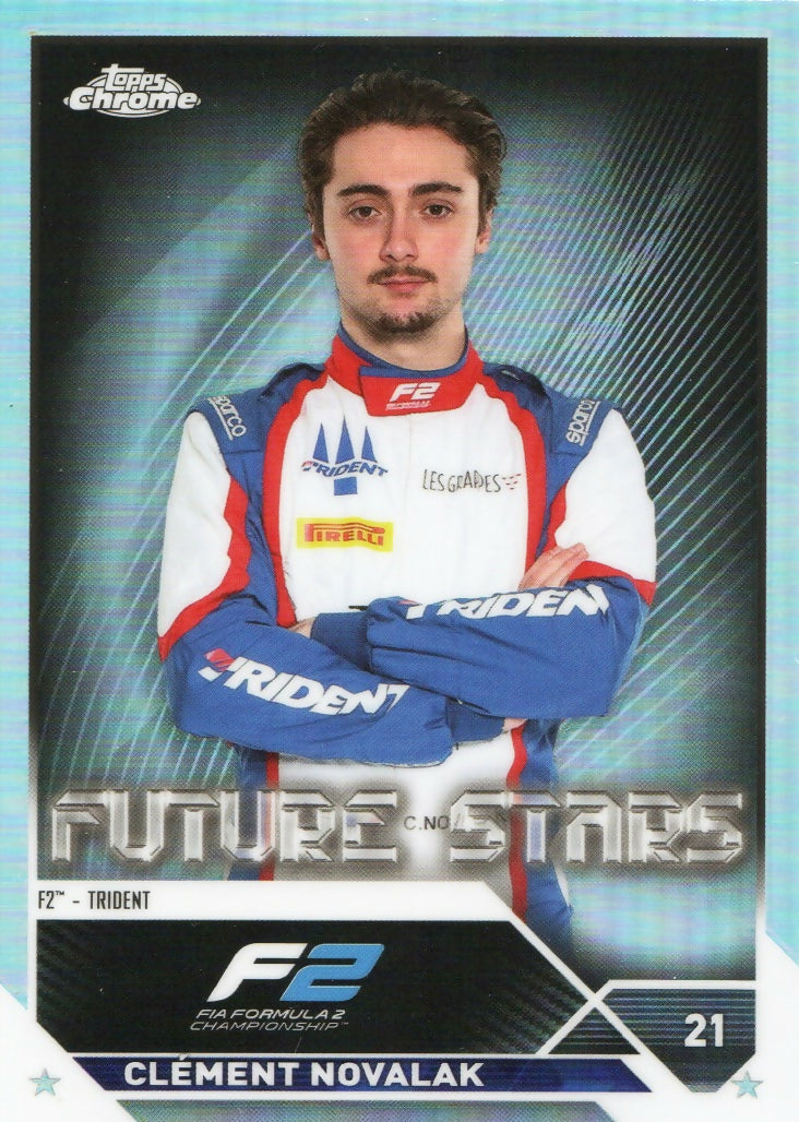 2023 Topps Chrome Formula 1 Base #87 - F2 Drivers - Refractor Clement Novalak - F2 Trident - A