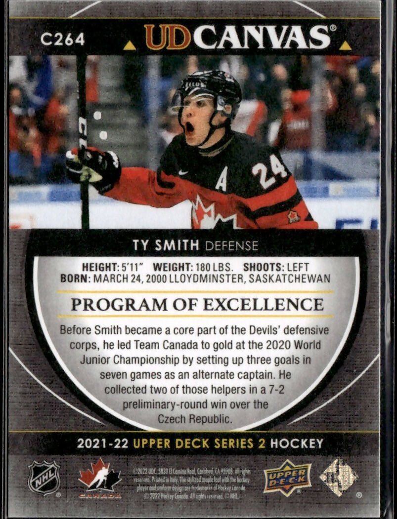 2021-22 Upper Deck Series 2 Hockey UD Canvas Black #C264 Ty Smith Canada