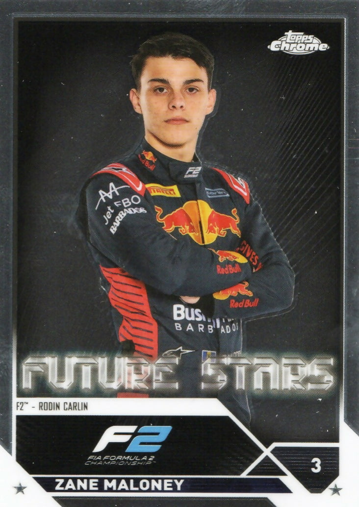 2023 Topps Chrome Formula 1 Base #74 - F2 Drivers Zane Maloney - F2 Rodin Carlin - A
