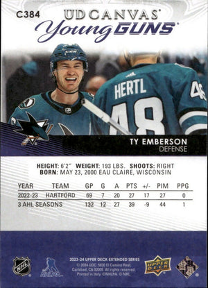 2023-24 Upper Deck Extended Series Hockey - UD Canvas - Young Guns #C384 Ty Emberson - San Jose Sharks - B