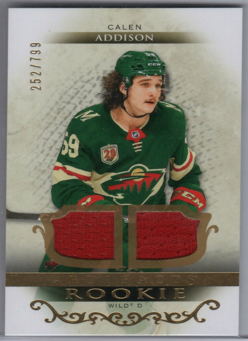 2021-22 Upper Deck Artifacts Hockey - Base - Gold Material Relics  :799 #Calen Addison - Minnesota Wild - A