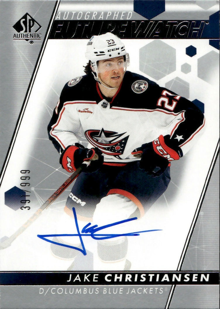 2022-23 Upper Deck SP Authentic Hockey - Base - Future Watch Auto :999 #160 Jake Christiansen - Columbus Blue Jackets - A