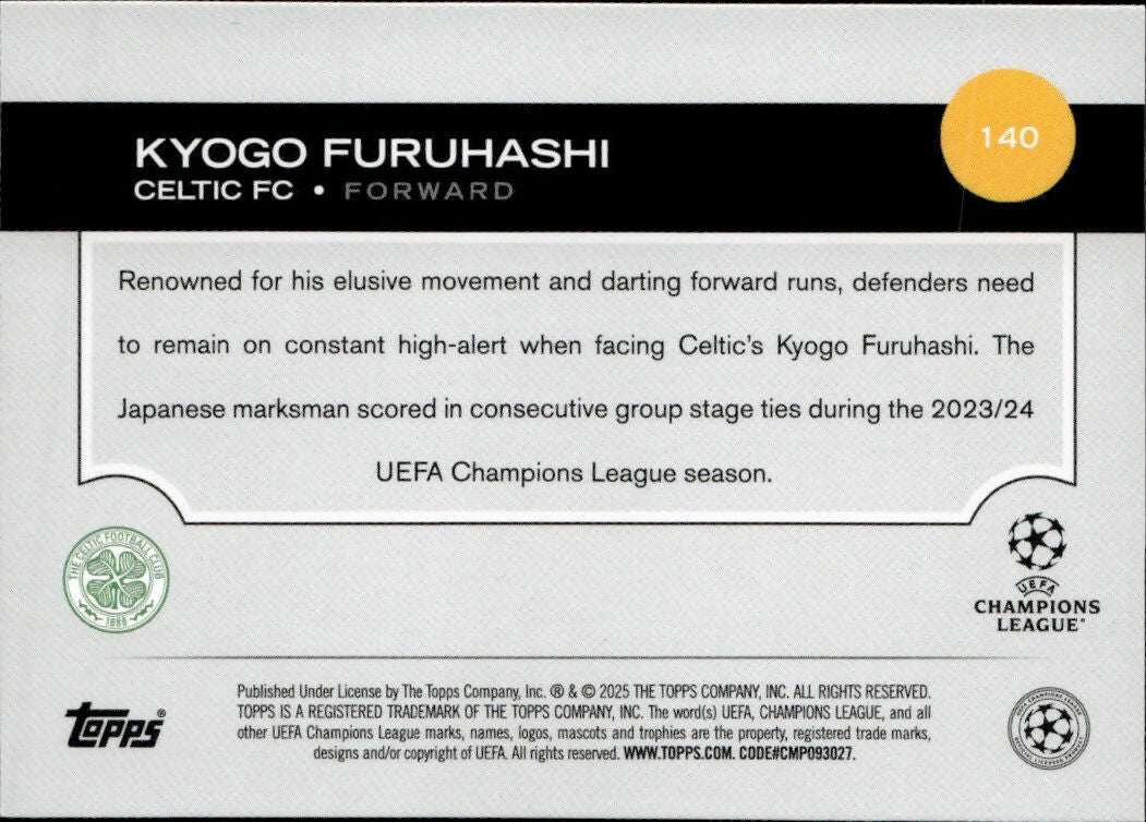 2024-25 Topps UEFA Club Competitions - Base #140 Kyogo Furuhashi - Celtic FC - B