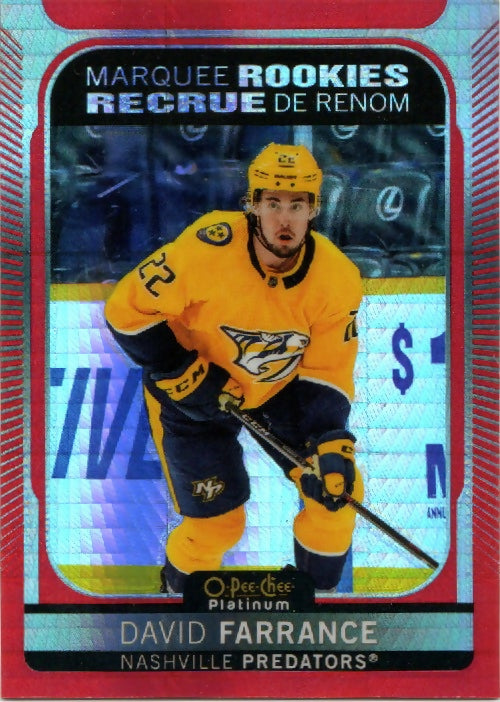 2021-22 Upper Deck O-Pee-Chee Platinum Hockey - Base - Red Prizm :199 #210 David Farrance - Nashville Predators - A