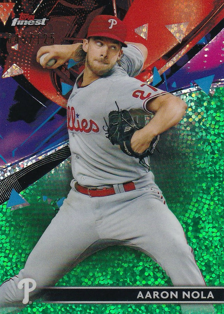 2021 Finest Green Speckle Refractor #76 Aaron Nola Philadelphia Phillies