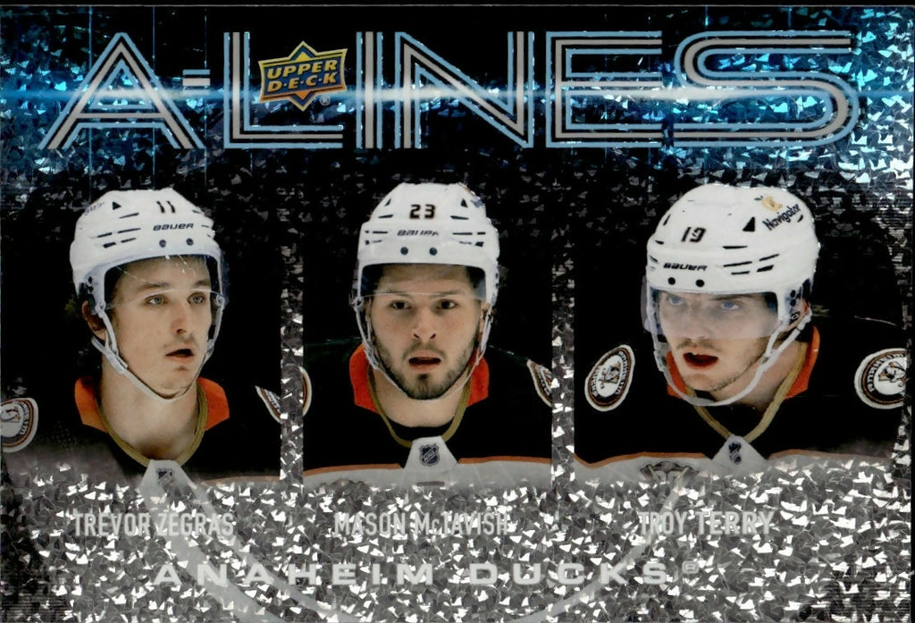 2024-25 Upper Deck Series 1 Hockey - A Lines #AL-1 Trevor Zegras:Mason McTavish:Troy Terry - A