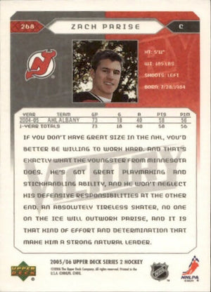 2005-06 Upper Deck Victory Hockey - Base #268 Zach Parise - New Jersey Devils - B