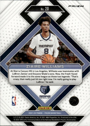 2021-22 Panini Prizm Basketball - Emergent - Green # 20 Ziaire Williams - Memphis Grizzlies