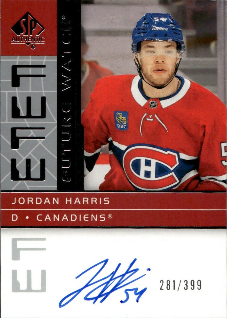 2022-23 SP Authentic - 2002-03 Retro Autographed Future Watch #RFWA2-JH Jordan Harris - Montreal Canadiens - A