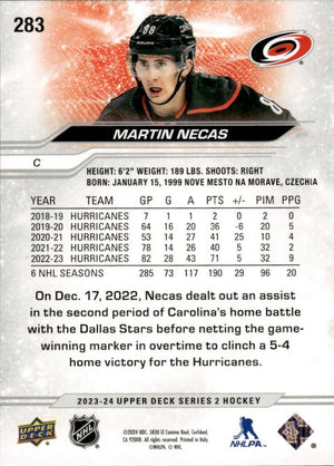 2023-24 Upper Deck Series 2 Hockey - Base #283 Martin Necas - Carolina Hurricanes