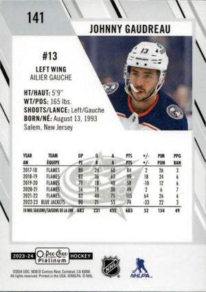 2023-24 Upper Deck O-Pee Chee Platinum Hockey - Base #141 Johnny Gaudreau - Columbus Blue Jackets - B