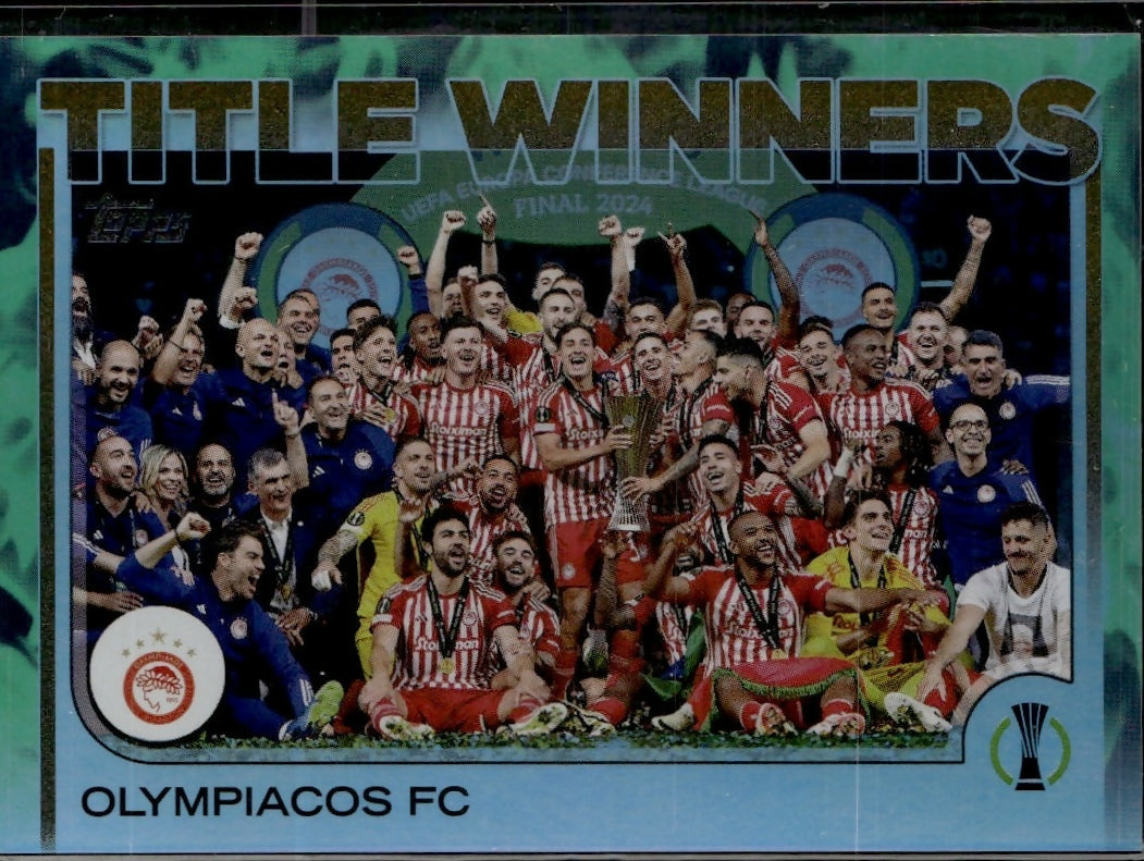 2024-25 Topps UEFA Club Competitions - Base - Neon Green Foilboard #94 Olympiacos FC - Uefa Europa Conference League Final - A