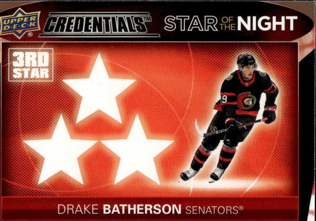 2022-23 Upper Deck Credentials - 3rd Star of the Night #3S-6 Drake Batherson - Ottawa Senators - A