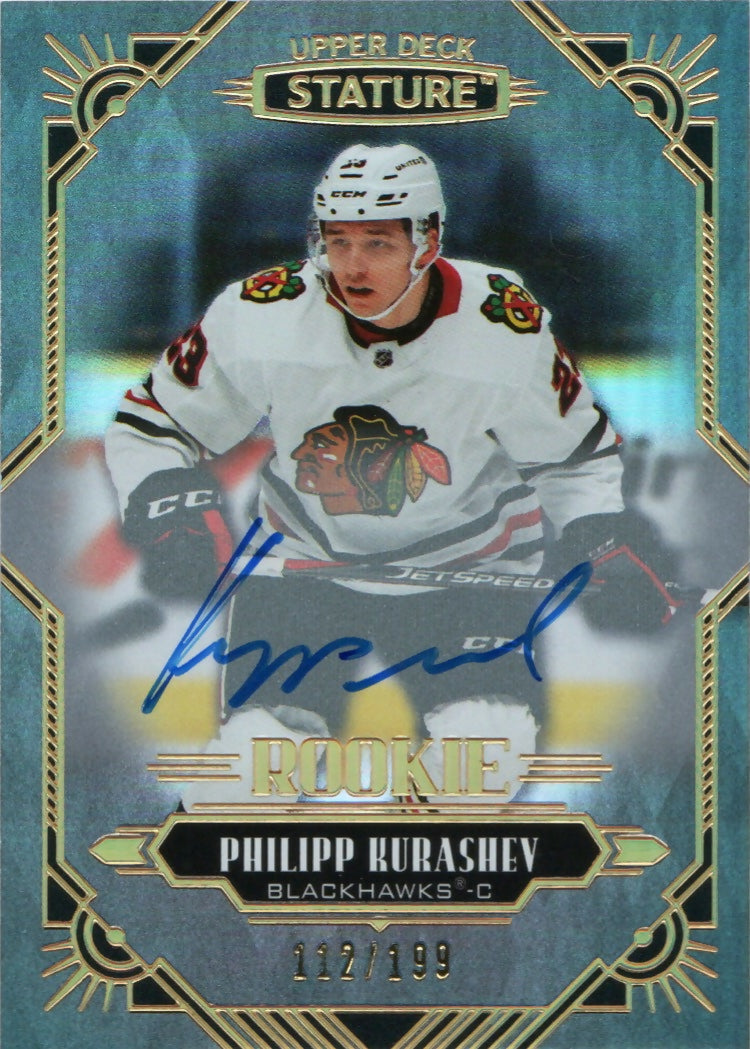 2020-21 Upper Deck Stature - Base - Rookie Autographs :199 #197 Philipp Kurashev - Chicago Blackhawks - A