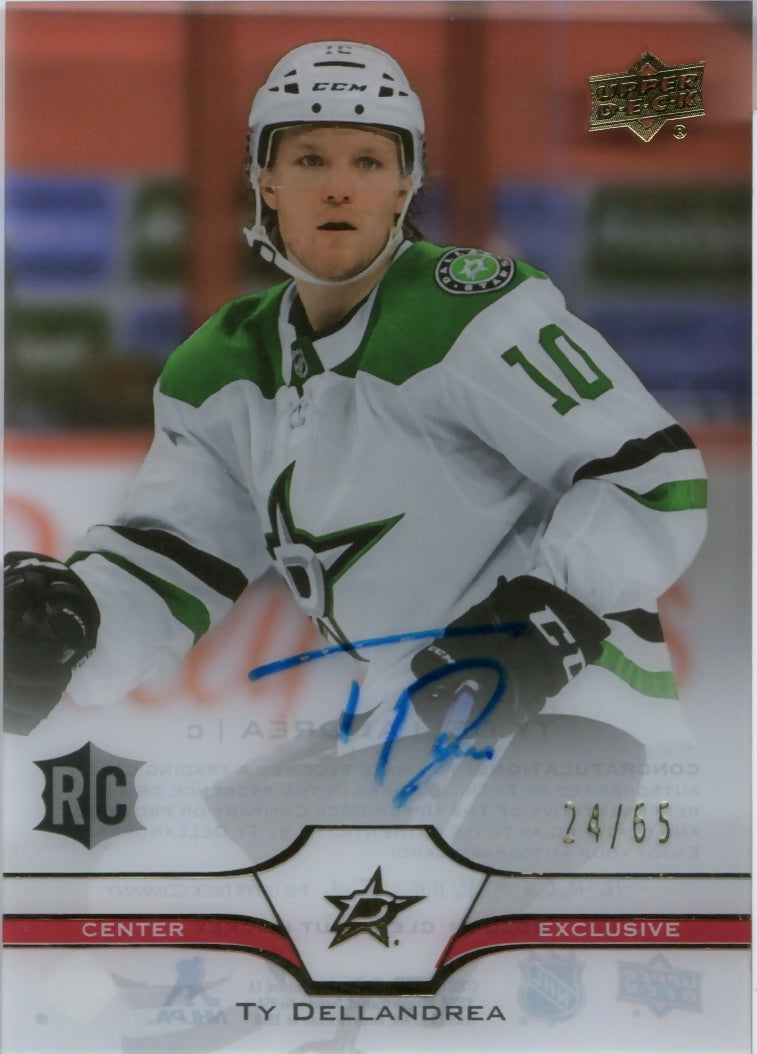 2020-21 Upper Deck Clear Cut Hockey - Base /65 #CC-TD Ty Dellandrea - Dallas Stars