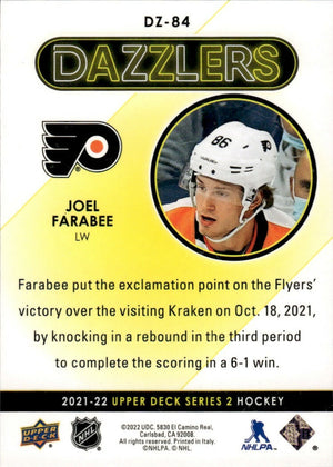 2021-22 Upper Deck Series 2 Hockey - Dazzlers - Blue #DZ-84 Joel Farabee - Philadelphia Flyers - B