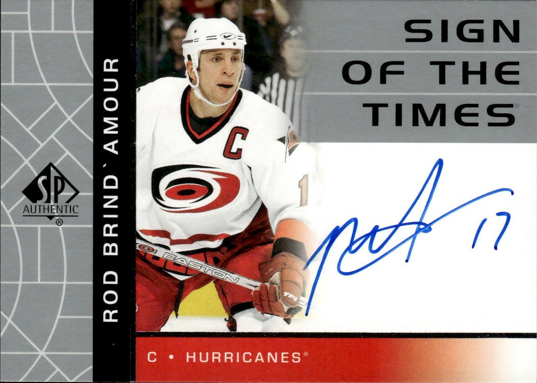 2022-23 Upper Deck SP Authentic Hockey - Sign Of The Times #RSOTT-RB Rod Brind'Amour - Carolina Hurricanes