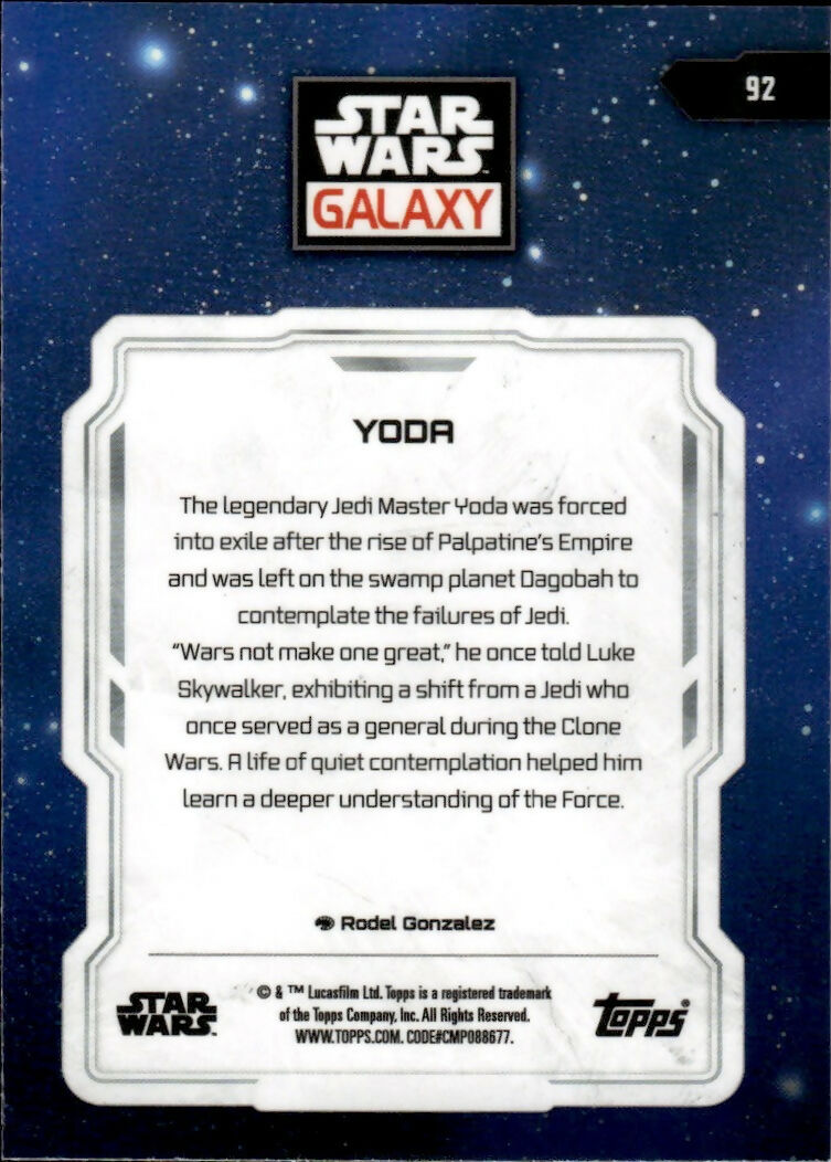 2024 Topps Star Wars Galaxy Chrome - Base #92 Yoda - B