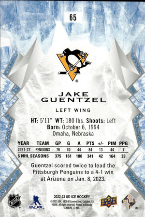 2022-23 Upper Deck Ice Hockey - Base #65 Jake Guentzel - Pittsburgh Penguins