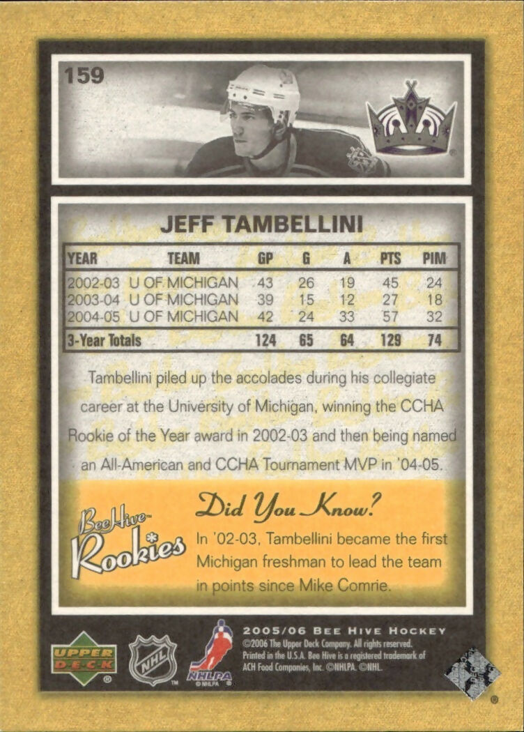 2005-06 Upper Deck Bee Hive - Base #159 Jeff Tambellini - Los Angeles Kings - B