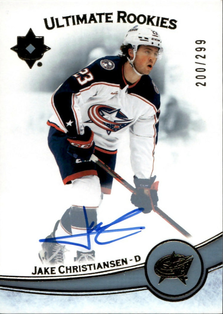 2022-23 Upper Deck Ultimate Collection Hockey - Base - Autographs :299 #154 Jake Christiansen - Columbus Blue Jackets - A