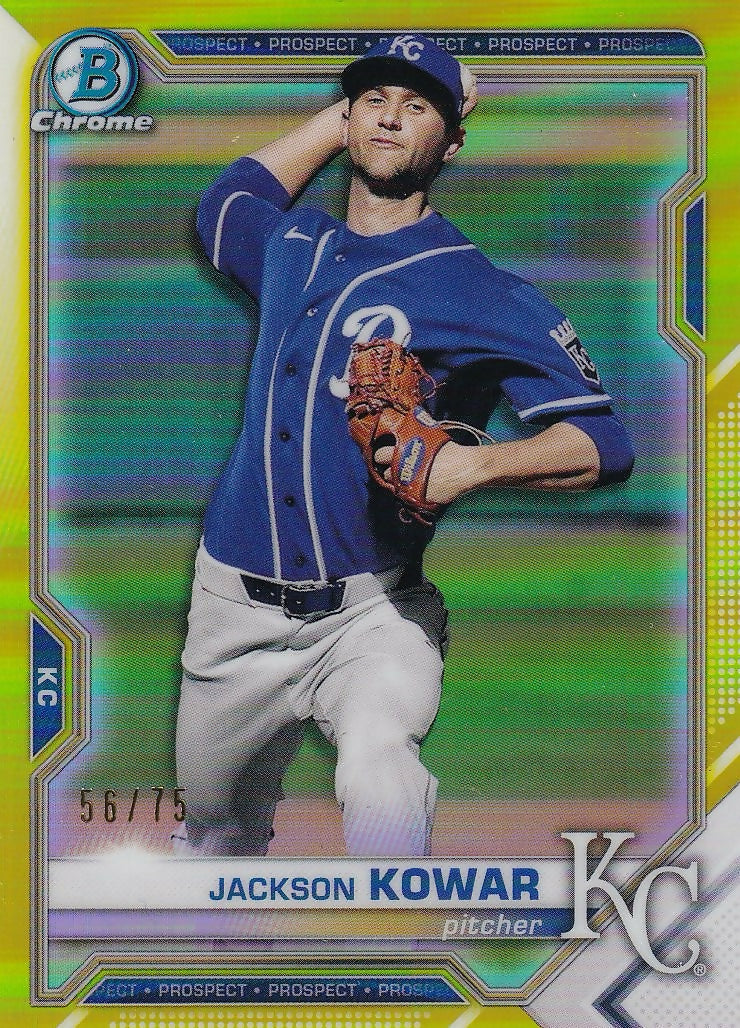 2021 Bowman Chrome Prospects Yellow Refractor #BCP-43 Jackson Kowar Kansas City Royals