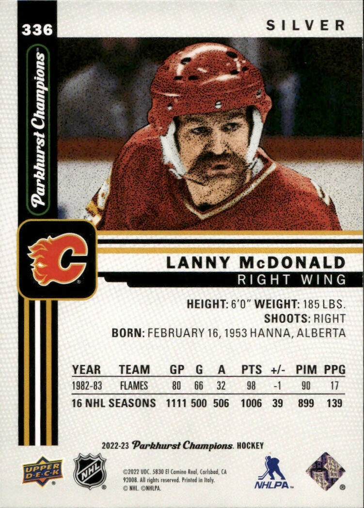 2022-23 Upper Deck Parkhurst Champions - Base - Silver #336 Lanny McDonald - Calgary Flames - B