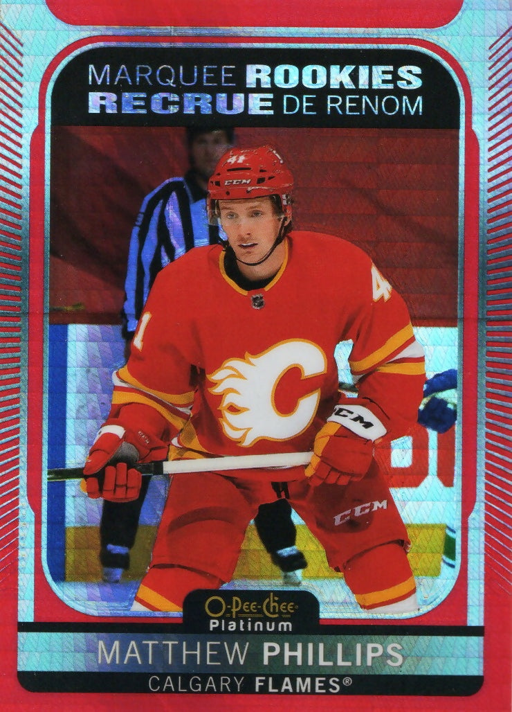 2021-22 Upper Deck O-Pee-Chee Platinum Hockey - Base - Red Prizm :199 #216 Matthew Phillips - Calgary Flames - A