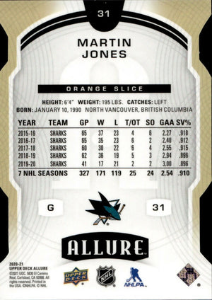 2019-20 Upper Deck Allure Hockey - Base - Orange Slice #31 Martin Jones - San Jose Sharks - B