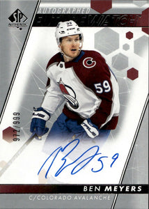 2022-23 Upper Deck SP Authentic Hockey - Base - Future Watch Auto :999 #163 Ben Meyers - Colorado Avalanche - A